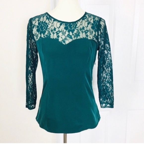 The Limited Sweetheart Lace Blouse Green Size S - Picture 2 of 7